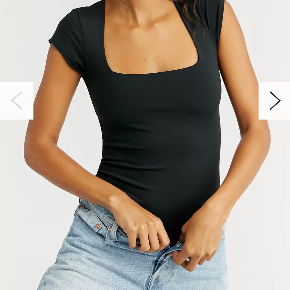 Women’s Free People Black Fair & Square Neck Duo Bodysuit like new - worn once